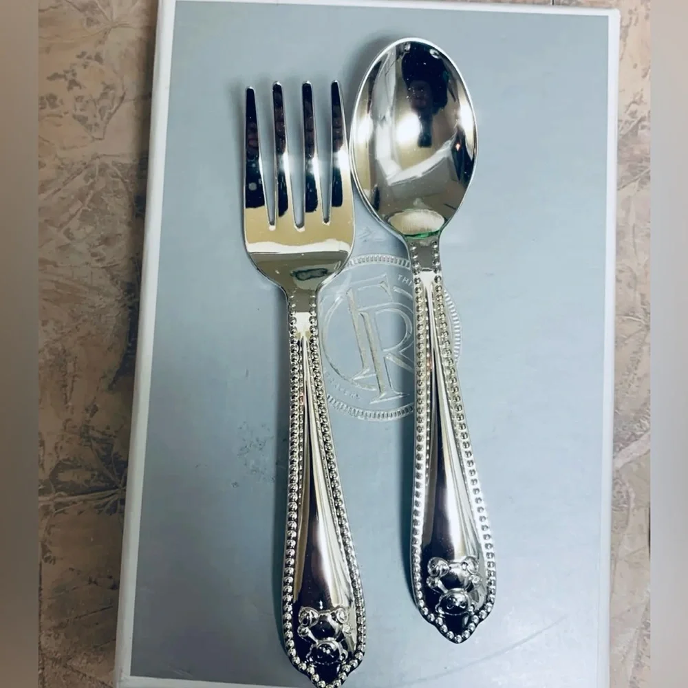 Things Remembered Silver Plated Baby Spoon & Fork Gift Set Keepsake